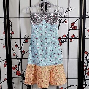 Vintage Moschino Mixed Print Halter Dress